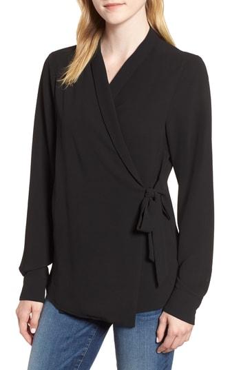Women's Bobeau Side Tie Wrap Top - Black