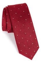 Men's The Tie Bar Dot Silk & Linen Tie, Size - Red
