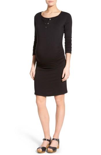 Women's Lab40 'wendy' Maternity/nursing Midi Dress - Black