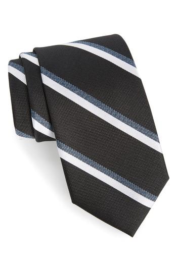 Men's Calibrate Miranda Stripe Silk Tie, Size - Black