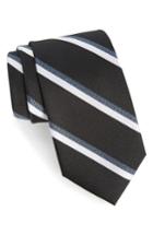 Men's Calibrate Miranda Stripe Silk Tie, Size - Black
