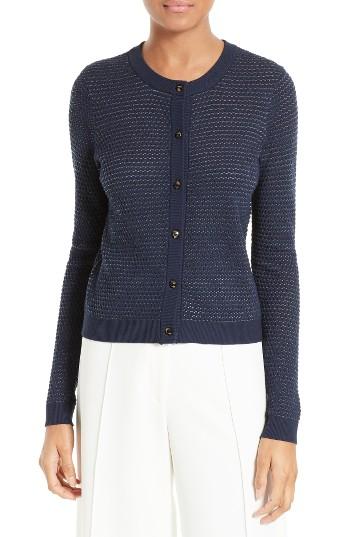 Women's Milly Hexagon Knit Cardigan, Size - Blue