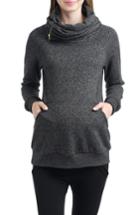 Women's Kimi And Kai 'thea' Zip Collar Maternity Sweatshirt - Black