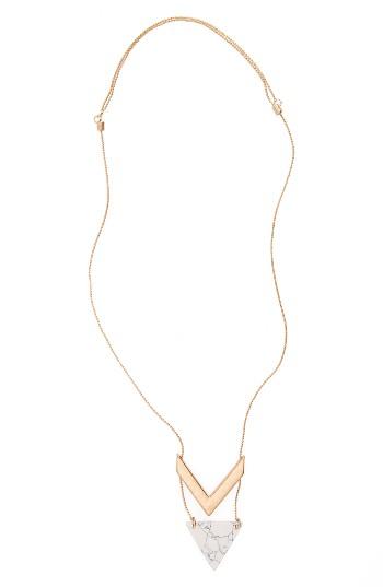 Women's Girly Stone & Chevron Pendant Necklace