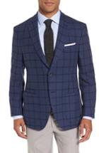 Men's Jkt New York Trim Fit Windowpane Wool Blend Sport Coat R - Blue