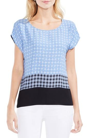 Women's Vince Camuto Veranda Tile Print Top, Size - Blue