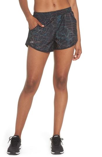 Women's Under Armour Fly-by Print Shorts - Black