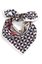 Women's Tory Burch Geo Print Square Silk Scarf, Size - Blue
