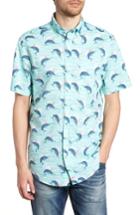 Men's Vineyard Vines Classic Fit Print Short Sleeve Sport Shirt, Size - Blue