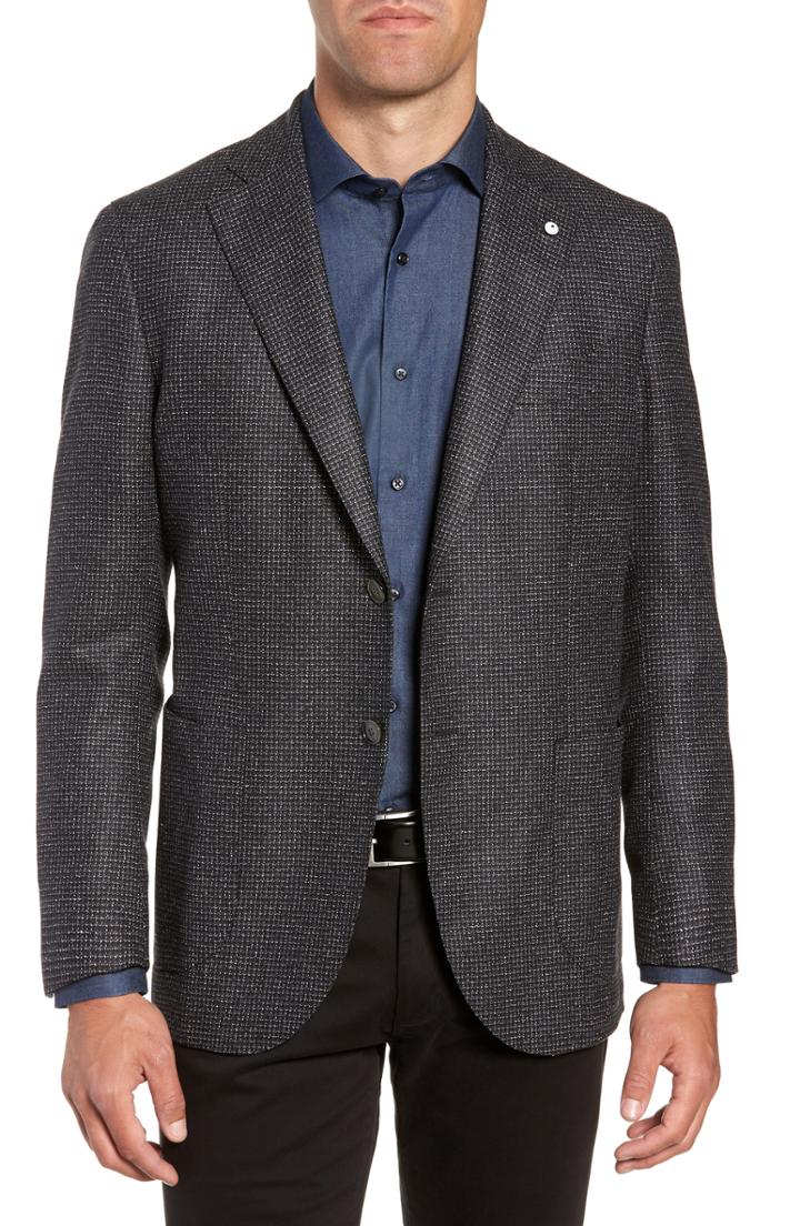 Men's L.b.m 1911 Classic Fit Silk & Wool Blazer Us / 50 Eu R - Black