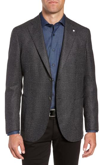 Men's L.b.m 1911 Classic Fit Silk & Wool Blazer Us / 50 Eu R - Black