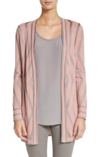 Women's St. John Collection Matte Shine Geo Jacquard Knit Cardigan