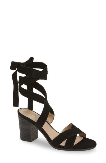 Women's Pelle Moda Bonjour Ankle Wrap Sandal .5 M - Black