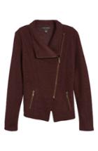 Women's Halogen Knit Moto Jacket, Size - Burgundy