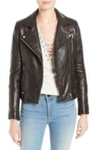 Women's Iro Jamie Leather Moto Jacket Us / 38 Fr - Black