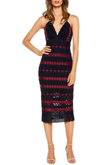 Women's Bardot Diamond Lace Dress - Blue