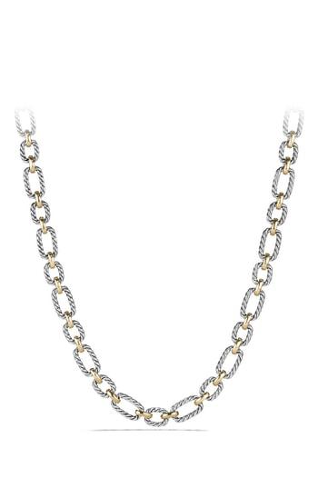 Women's David Yurman 'chain' Cushion Link Necklace With Sapphires & 18k Gold