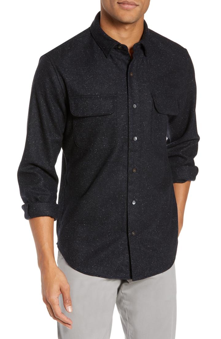 Men's Bonobos Donegal Slim Fit Linen Blend Sport Shirt, Size R - Blue