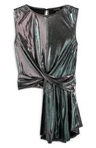 Women's Topshop Asymmetrical Twist Detail Top Us (fits Like 0) - Metallic