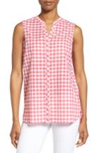 Petite Women's Foxcroft Gingham Sleeveless Shirt P - Pink