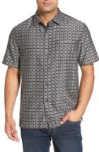 Men's Tommy Bahama Moroccan Squares Standard Fit Silk Blend Camp Shirt - Black