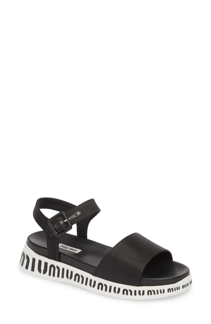 Women's Miu Miu Logo Strap Platform Sandal .5us / 34.5eu - Black