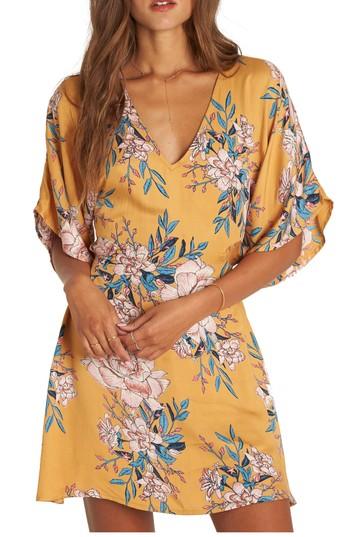 Women's Billabong Golden Light Back Cutout Minidress - Yellow