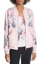Women's Ted Baker London Palace Gardens Ruffled Bomber Jacket - Pink