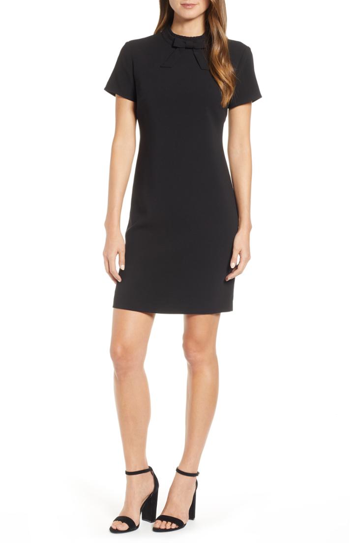 Women's Karl Lagerfeld Paris Frill Mock Neck Dress - Black