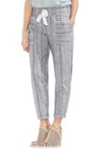 Women's Vince Camuto Slim Drawstring Stripe Pants, Size - Black