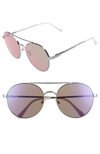 Women's Circus By Sam Edelman 55mm Round Aviator Sunglasses - Silver