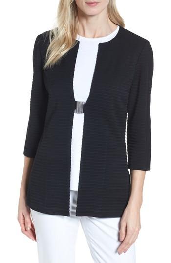 Women's Ming Wang Ribbed Knit Jacket - Black