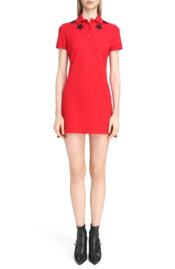 Women's Givenchy Star Embellished Polo Dress Us / 38 Fr - Red