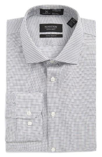 Men's Nordstrom Men's Shop Smartcare(tm) Extra Trim Fit Check Dress Shirt 32/33 - Grey