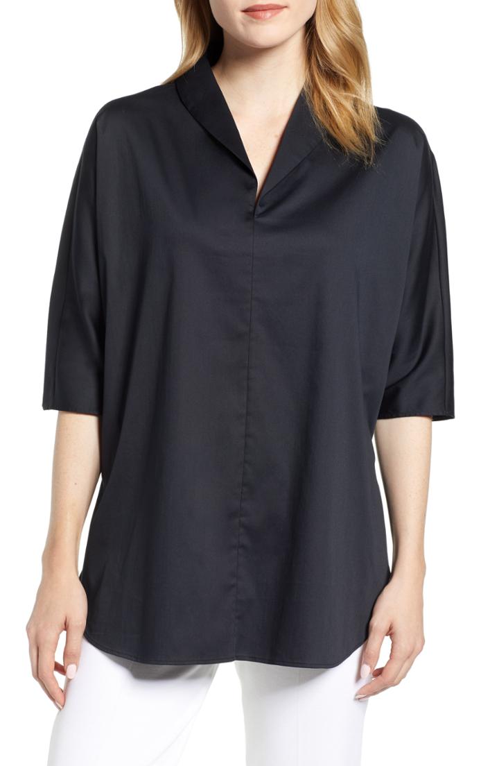 Women's Ming Wang Woven Tunic - Black