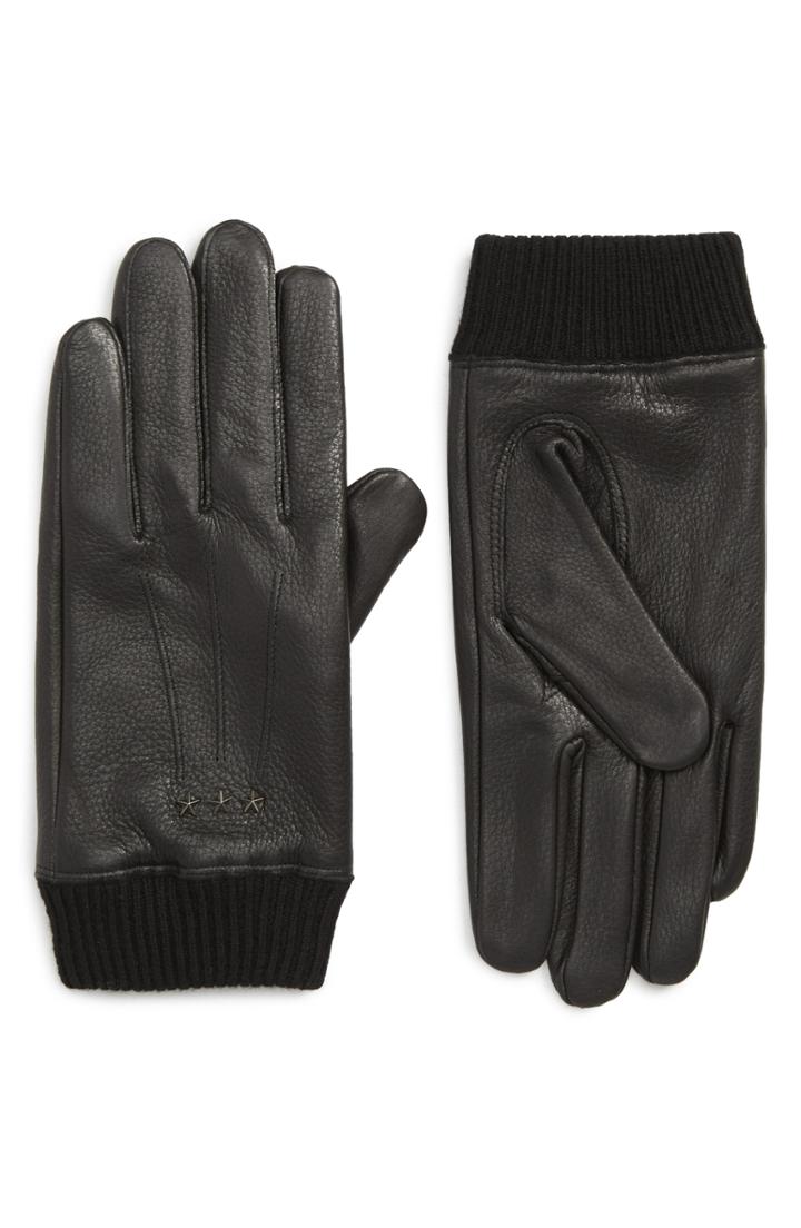 Men's John Varvatos Star Usa Leather Gloves - Black