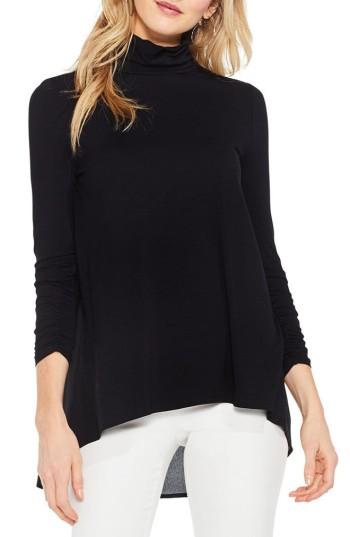 Women's Vince Camuto Ruched Sleeve Turtleneck - Black