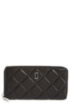 Women's Marc Jacobs Quilted Leather Zip Wallet - Black