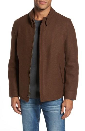 Men's Schott Nyc Liberty Wool Blend Zip Front Jacket - Brown