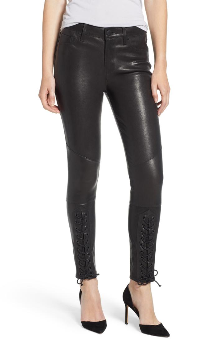 Women's Hudson Jeans Nico Lace-up Super Skinny Lambskin Leather Pants