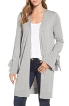 Women's Halogen Lightweight Tie Sleeve Cardigan, Size - Grey
