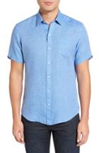 Men's Zachary Prell Kaplan Slim Fit Linen Sport Shirt, Size - Blue