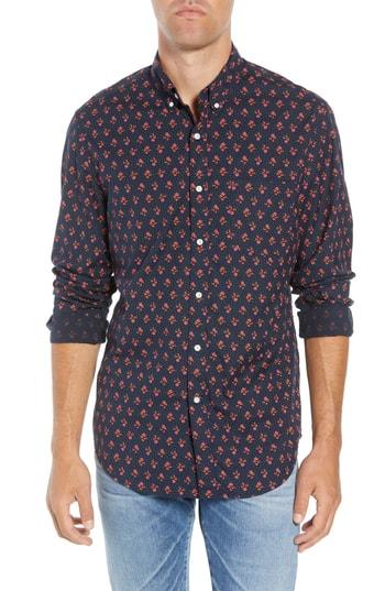 Men's J.crew Slim Stretch Secret Wash Floral Sport Shirt - Blue