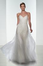 Women's Christos Bridal 'effie' Point D'esprit & Tulle Spaghetti Strap Gown
