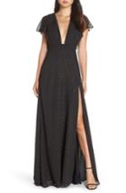 Women's Jill Jill Stuart Plunging V-neck Tulle Gown - Black