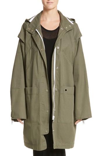Women's Proenza Schouler Pswl Convertible Washed Cotton Military Coat - Green