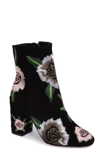 Women's Rebecca Minkoff Bryce Flower Embroidered Bootie .5 M - Black