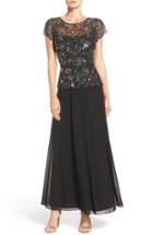 Women's Pisarro Nights Beaded Mesh Mock Two-piece Gown - Black