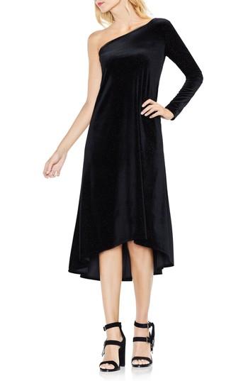 Women's Vince Camuto One-shoulder Sharkbite Sparkle Dress - Black