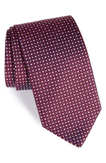 Men's Eton Neat Dot Silk Tie, Size - Burgundy
